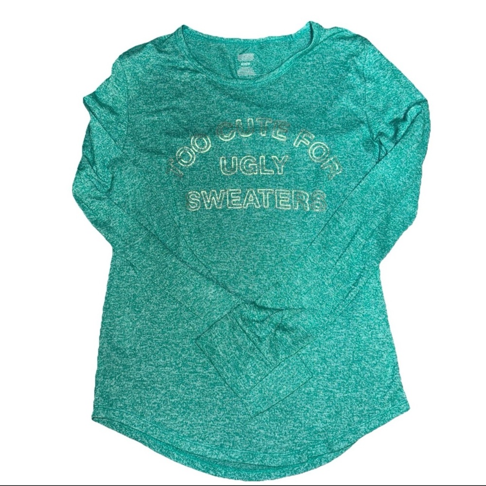 Pink Victoria's Secret "Too Cute For Ugly Sweaters" Size M Green Heather Preppy